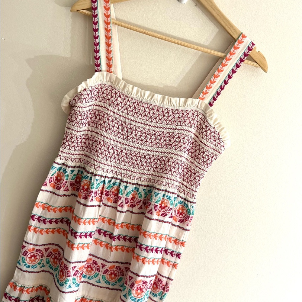 Aspiga Jacquard sundress Ecru multi sustainable Maxi Dress Organic Cotton size M - Picture 10 of 15